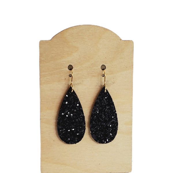 Dainty Teardrop | Chunk Glitter Black