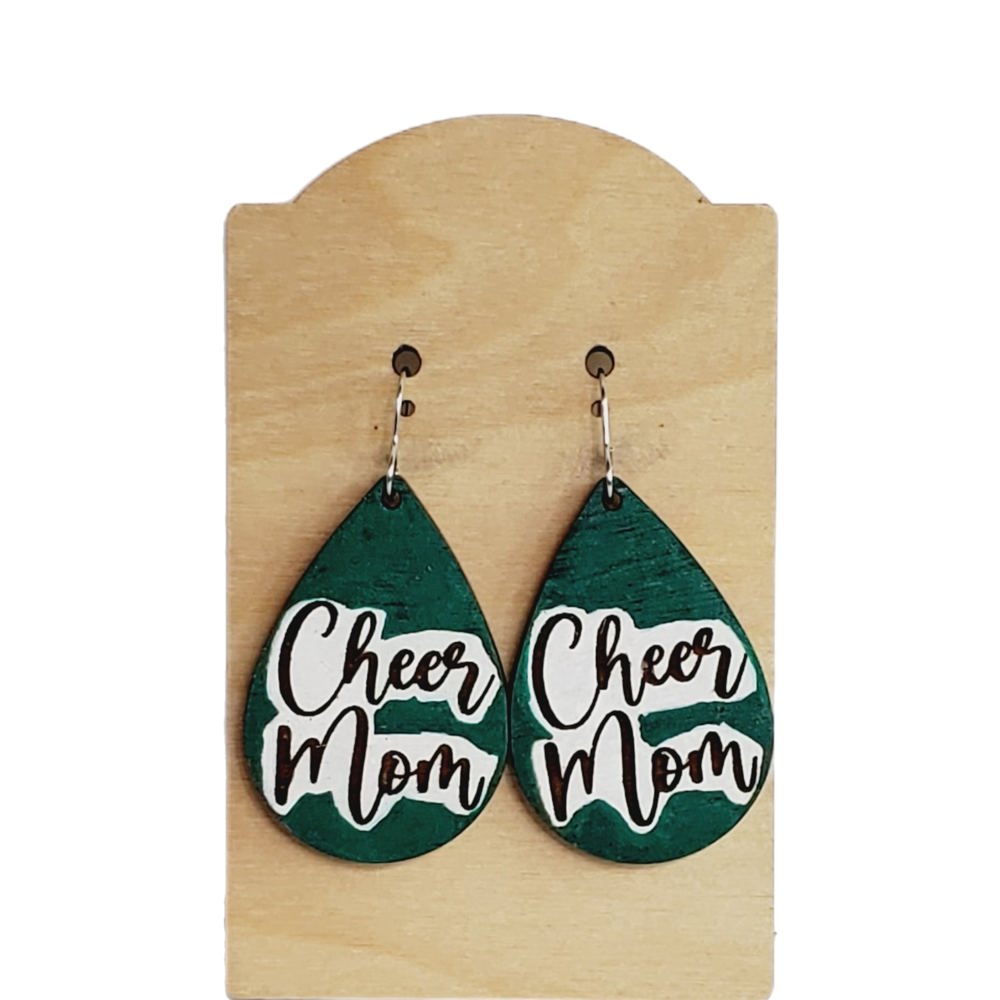 Hand Painted Cheer Mom Earrings