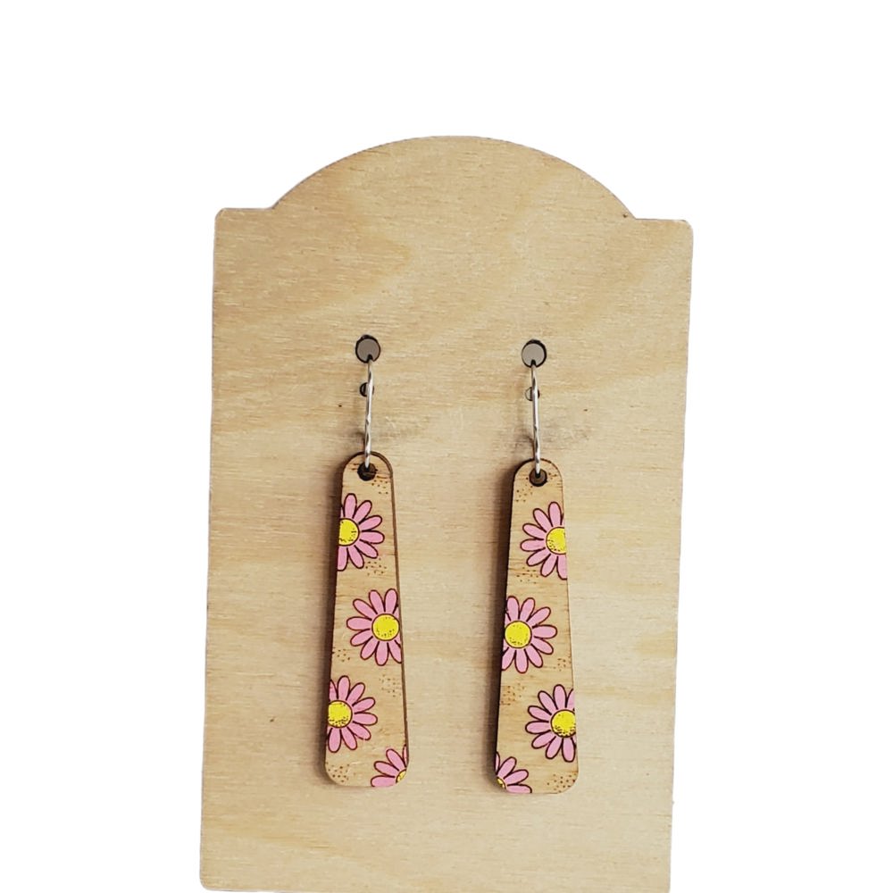 Pink Daisy Bar Earrings