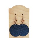  Navy Glitter Leather Earrings