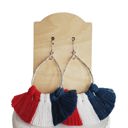  Macrame Red White Navy Earrings