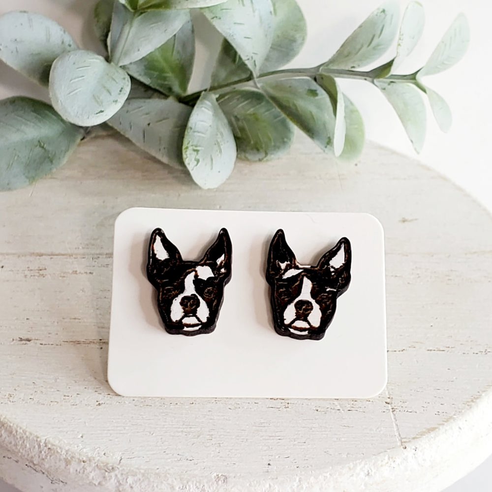 Boston Terrier Wood Studs