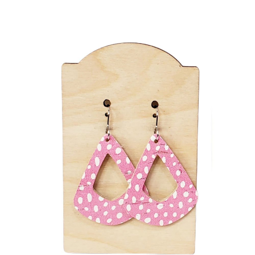 Cork on Leather Cutout Polka Dot Earrings