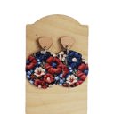  Red White Blue Floral Drop Earrings