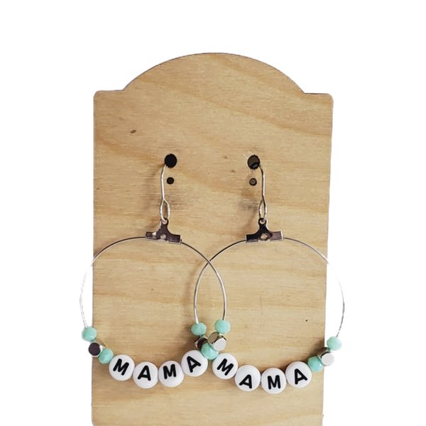 Mama Beaded Hoop Earrings