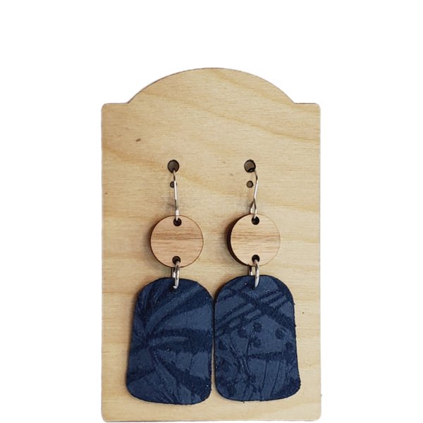 Navy Embossed Earrings