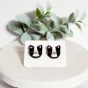  Black & White Cat Wood Studs