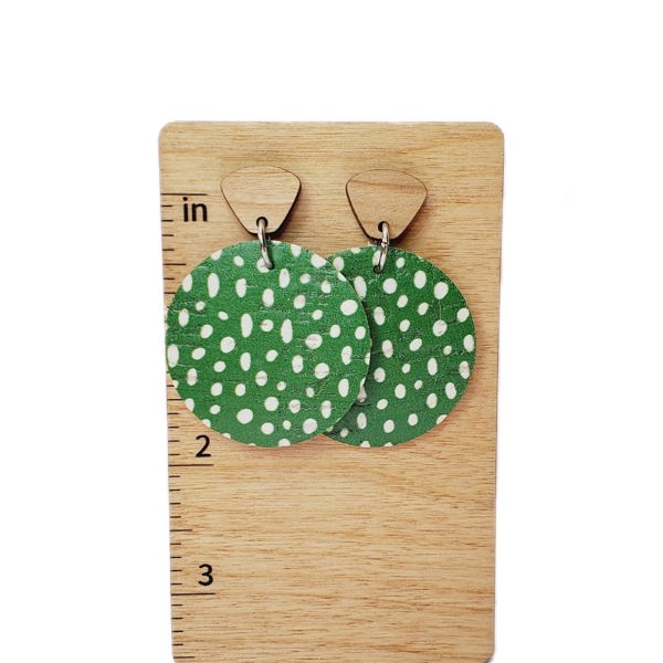 Green Polka Dot Drop Earrings