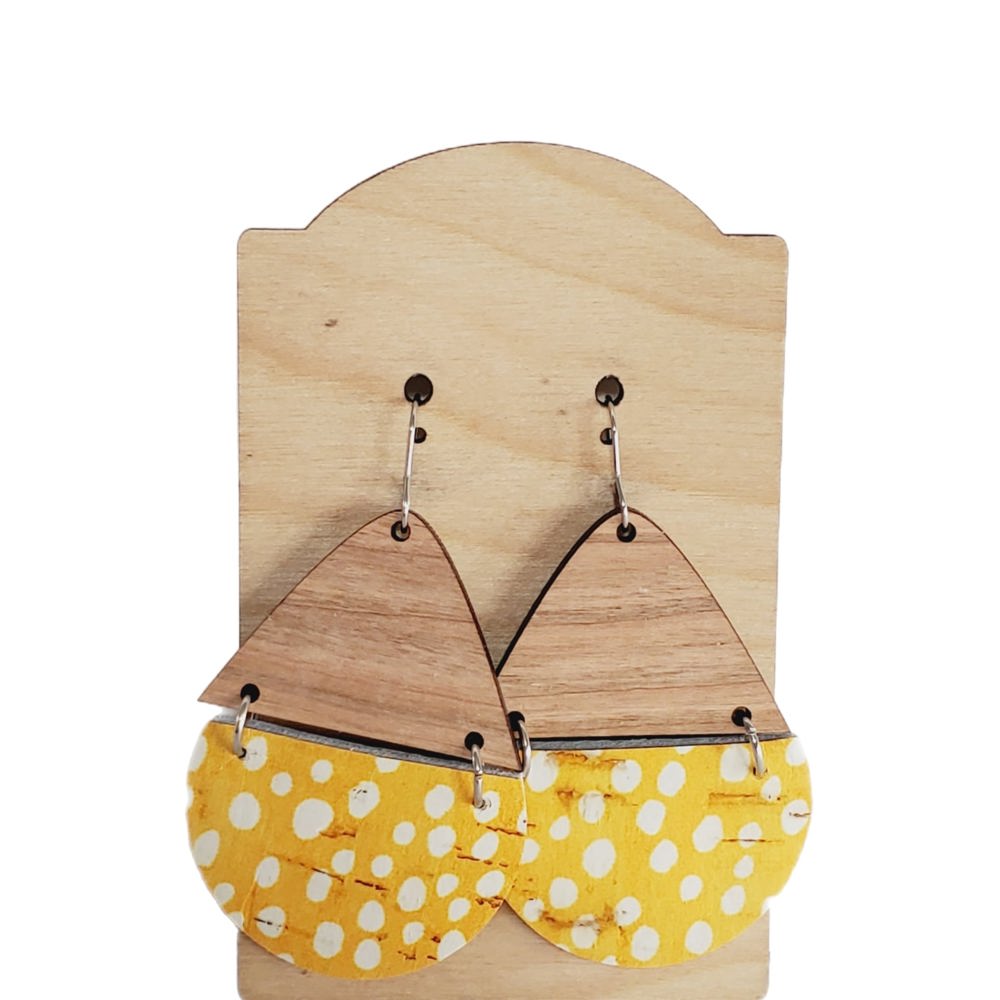 Polka Dot Yellow Teardrop Earrings