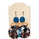  Cork on Leather Cheetah Teal Leather Earrings