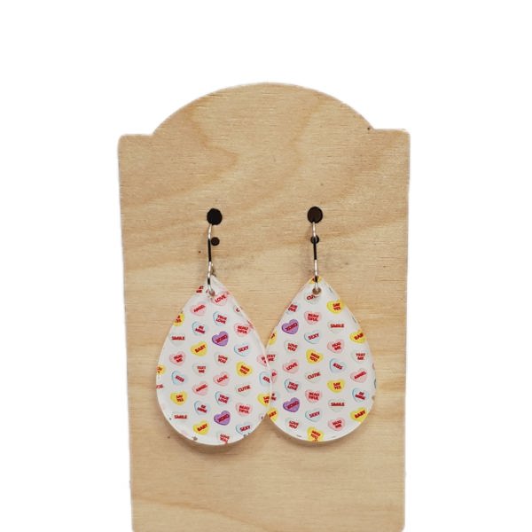 Acrylic Candy Heart Teardrop Earrings