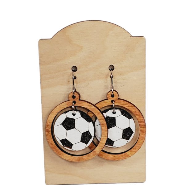 Hand Painted Soccer Hoop Earrings