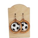  Hand Painted Soccer Hoop Earrings