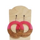  Pink Acrylic and Wood Hoops