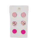  Pink Leather Studs | Set of 3