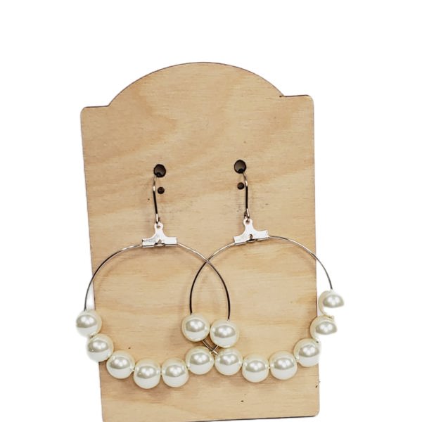 Faux Pearl Hoops