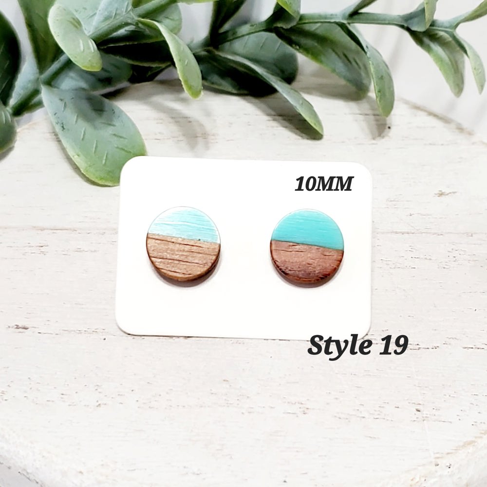 Turquoise Acrylic and Wood Studs