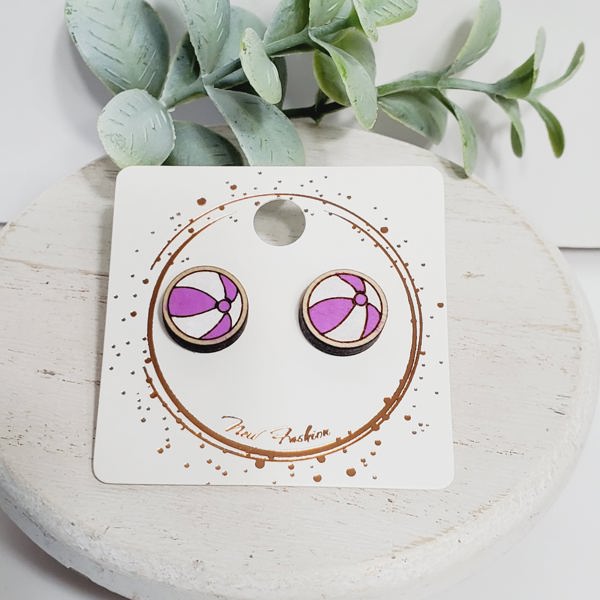 Purple Beach Ball Wood Studs