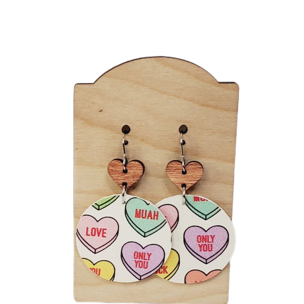 Leather Candy Heart Earrings