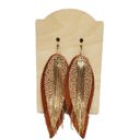  Feather Leather with Gold Earrings