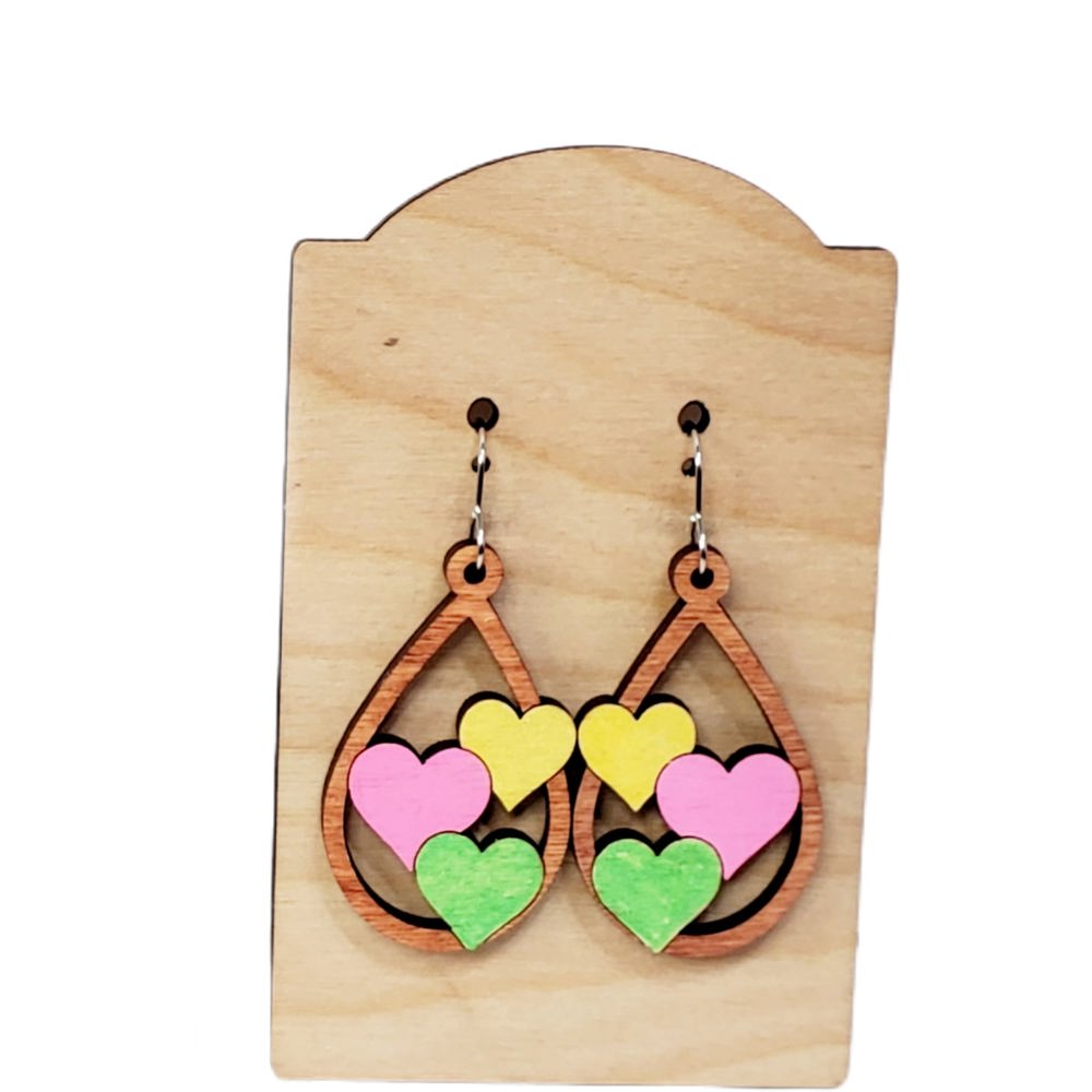 Hand Painted Wood Heart Teardrops