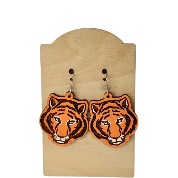 Hand Painted Tiger Earrings 