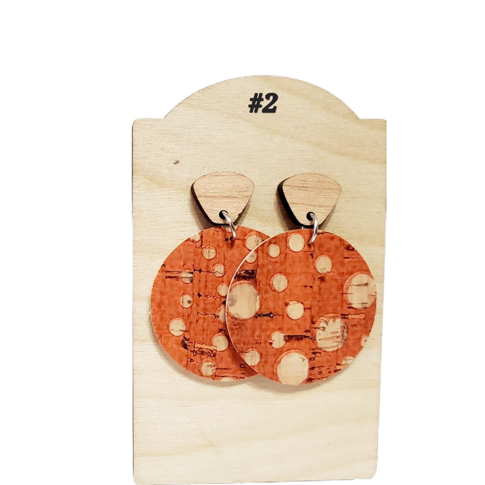 Cork on Leather Drop Earrings