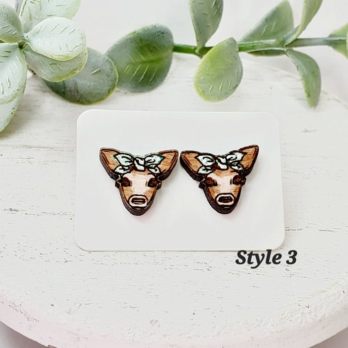 Hand Painted Doe Studs