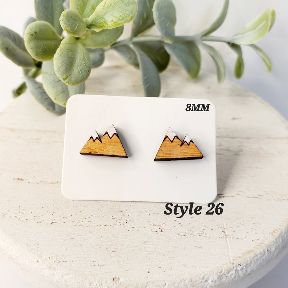 Hand Painted Mountain Peek Studs