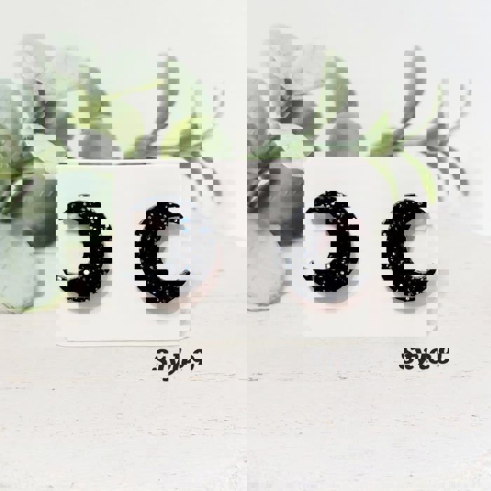 Acrylic Yellow Half Moon Studs