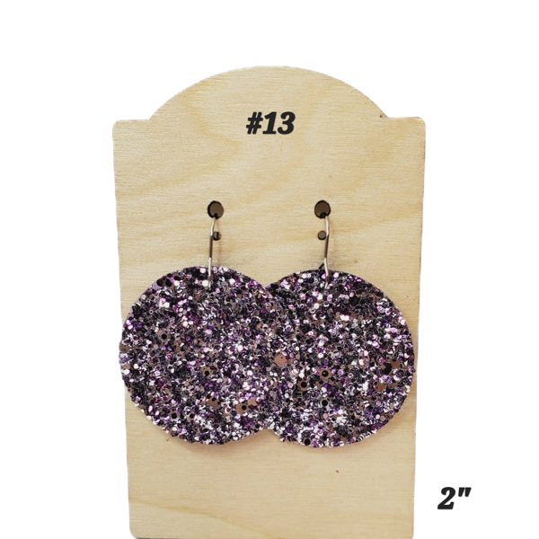 Purple Silver Glitter Earrings