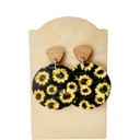  Sunflower Leather/Cork Round Earring