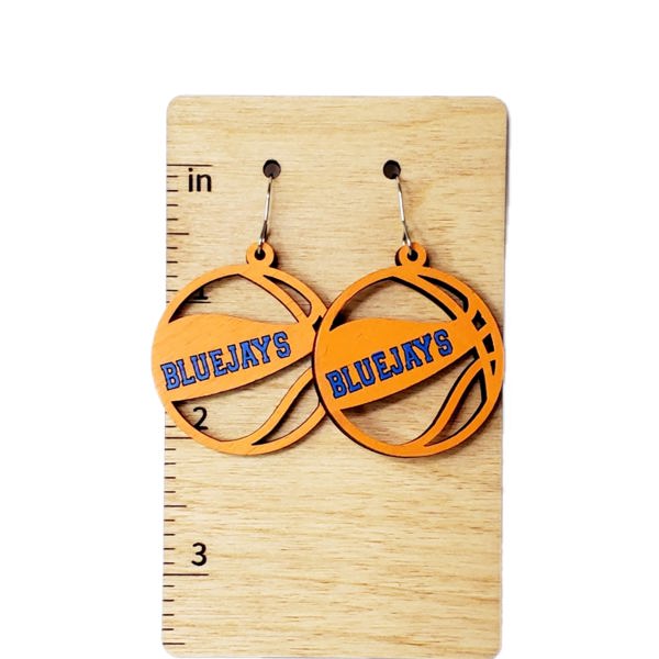 Hand Painted Bluejays Basketball Earrings