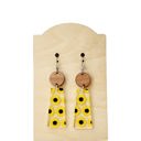  Sunflower Rectangle Acrylic/Wood Earrings