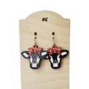  Hand Painted Black Cow Earrings