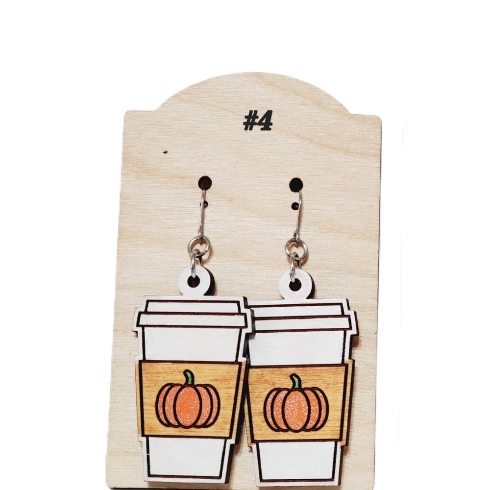 Hand Painted Pumpkin Latte Earrings