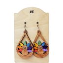  Hand Painted Rainbow Turkey Earrings