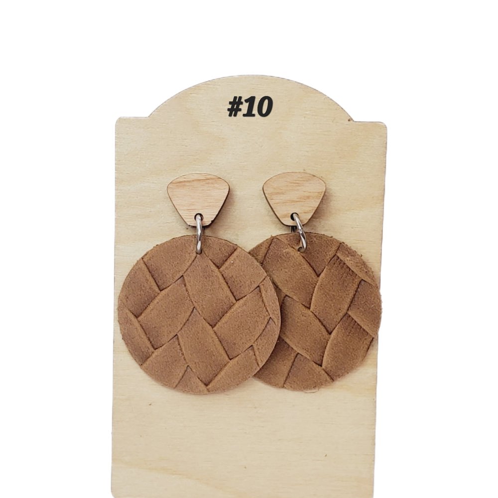 Leather Basket Weave Drop Earrings