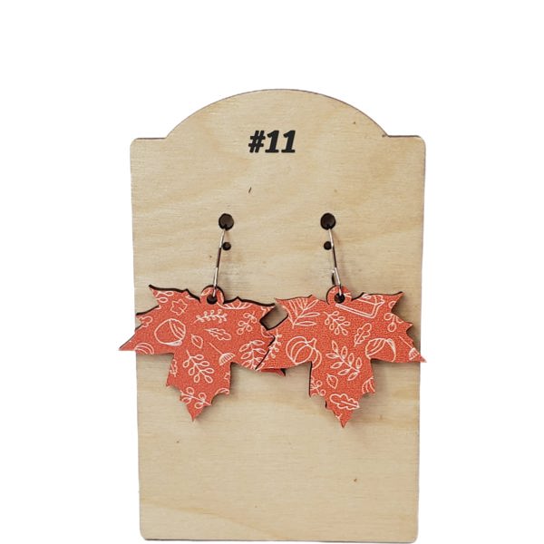 Maple Leaf Wood Earrings