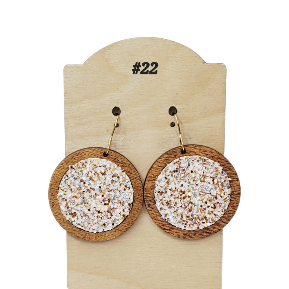 Wood Glitter Inlay Earrings