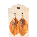  Leather Orange Leaf Earrings