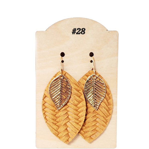 Leather Mustard Leaf Earrings