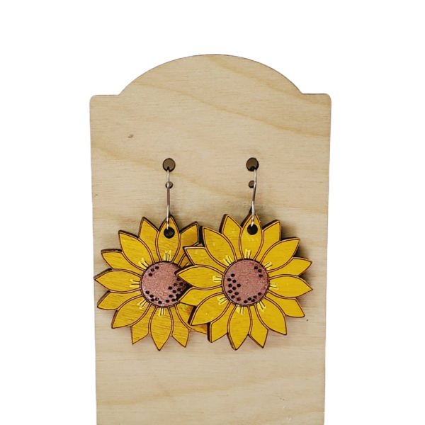 Hand Painted Sunflower Earrings