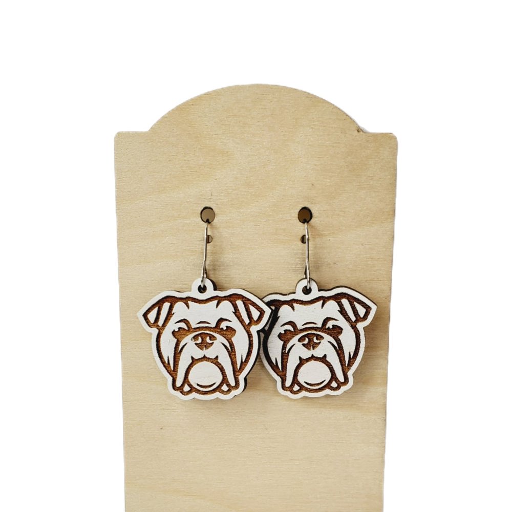 Hand Painted Bulldog Earrings