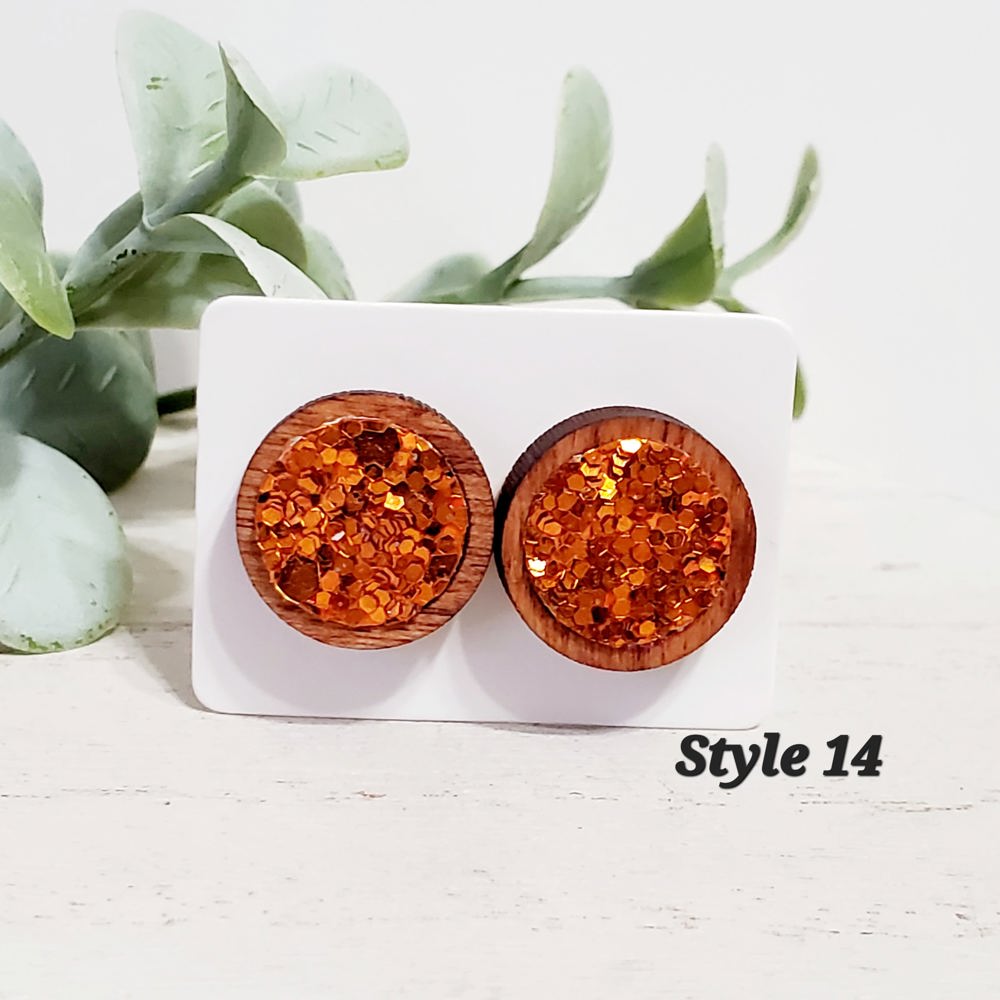 Glitter Wood Studs