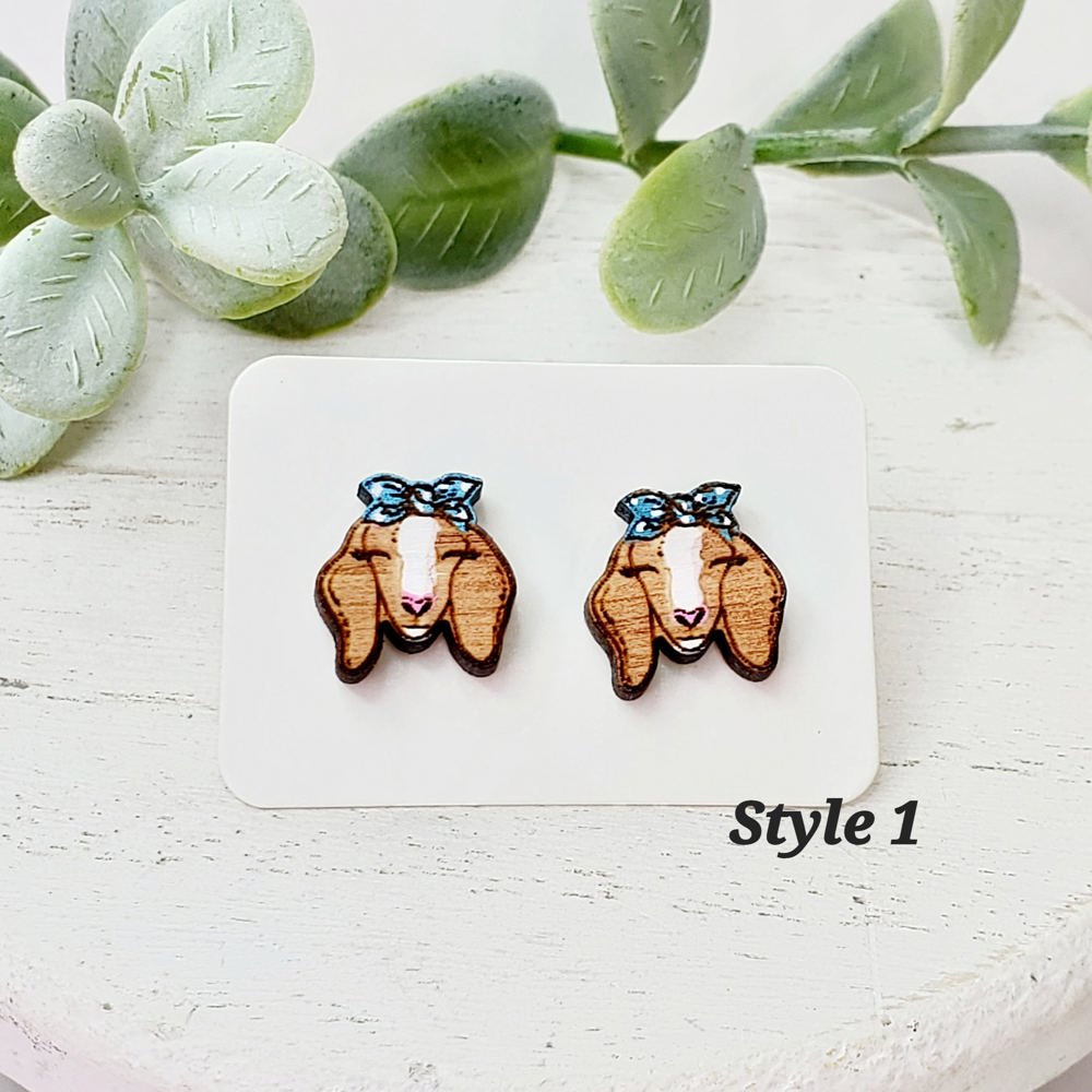 Hand Painted Goat Studs