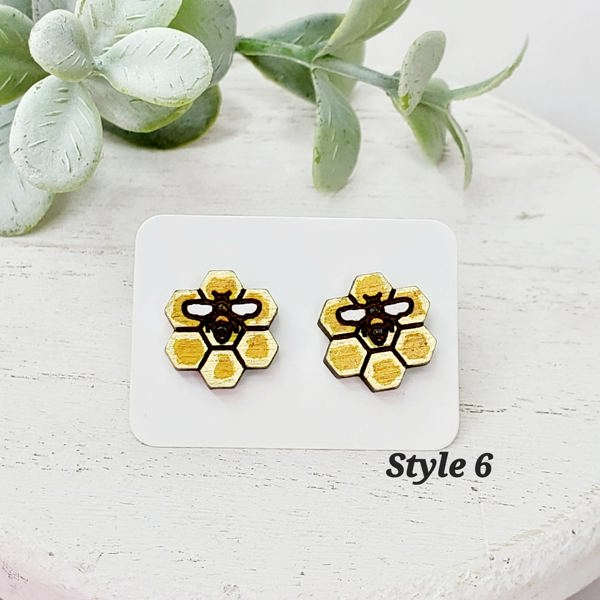 Hand Painted Honeycomb Studs