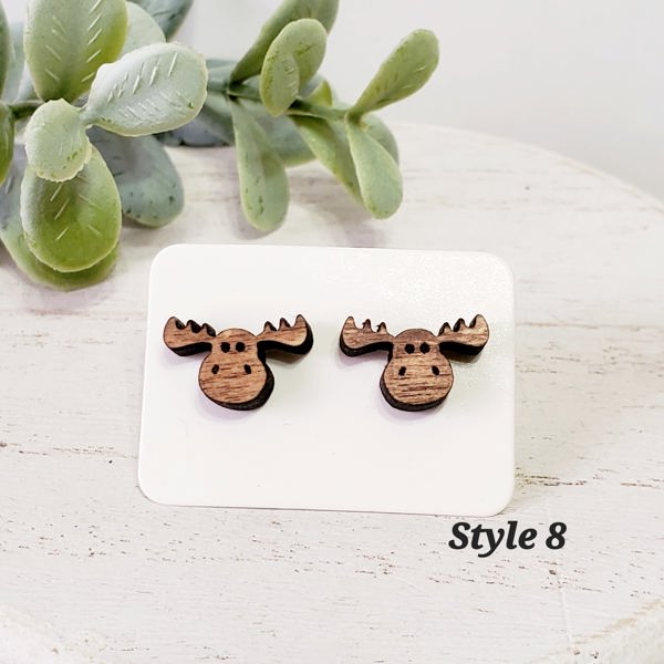 Hand Painted Moose Studs