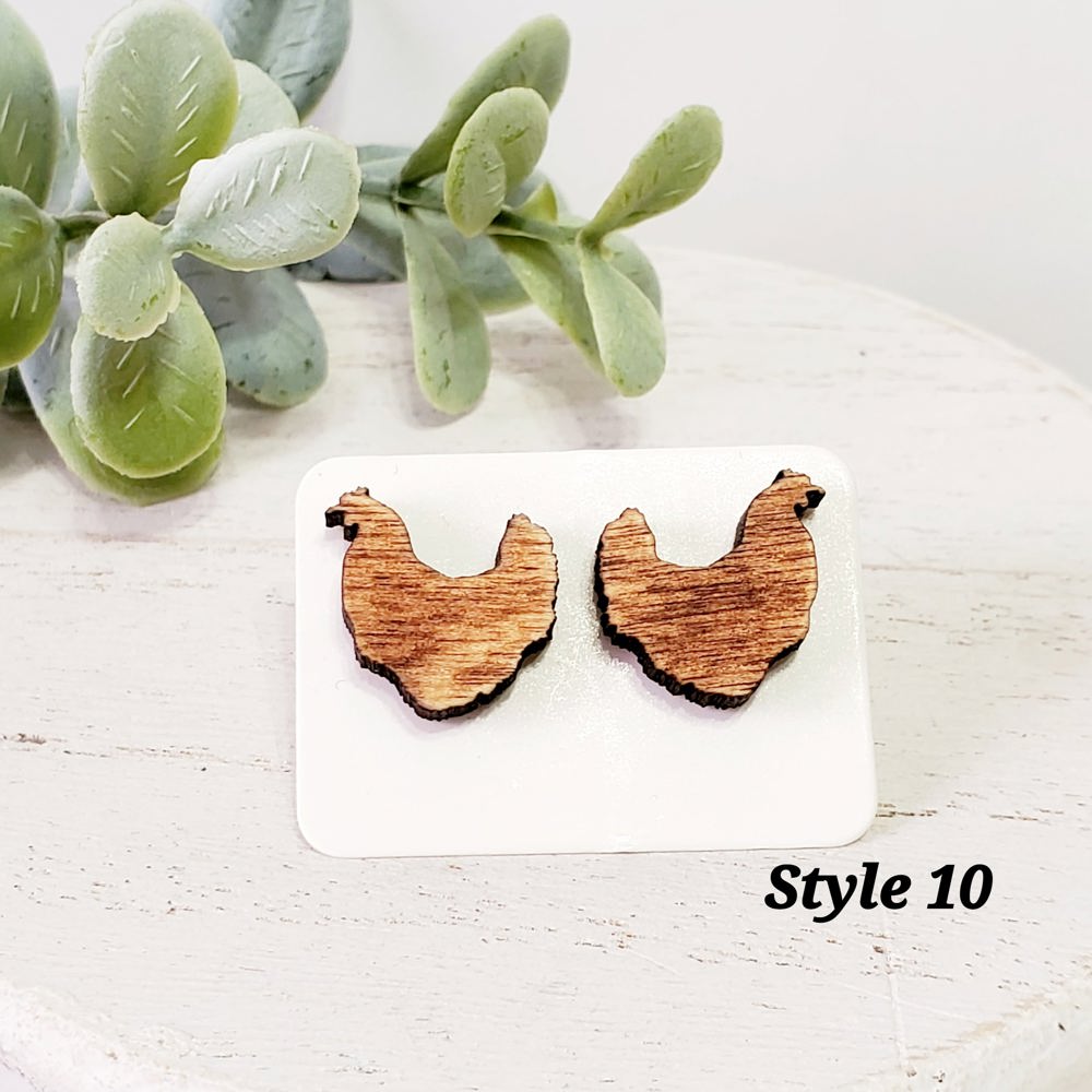 Hand Painted Rustic Chicken Studs