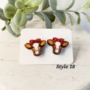  Hand Painted Brown Cow Studs